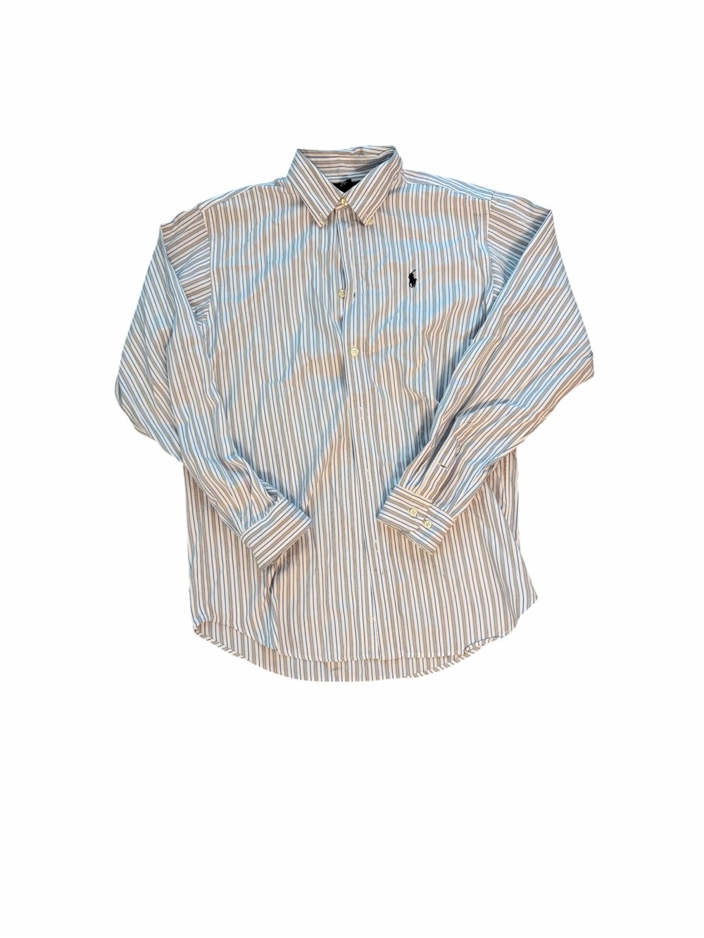 Polo by Ralph Lauren Blue and White Striped Button-Down Shirt - Picture 3 of 5